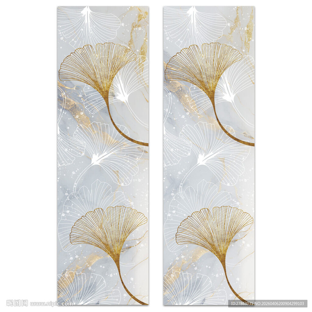 银杏叶大理石纹理装饰画
