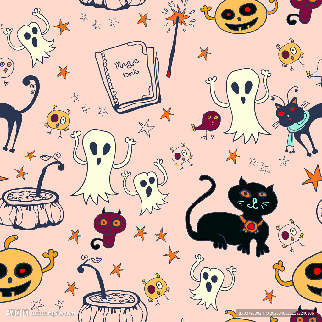 万圣节可爱卡通图案印花