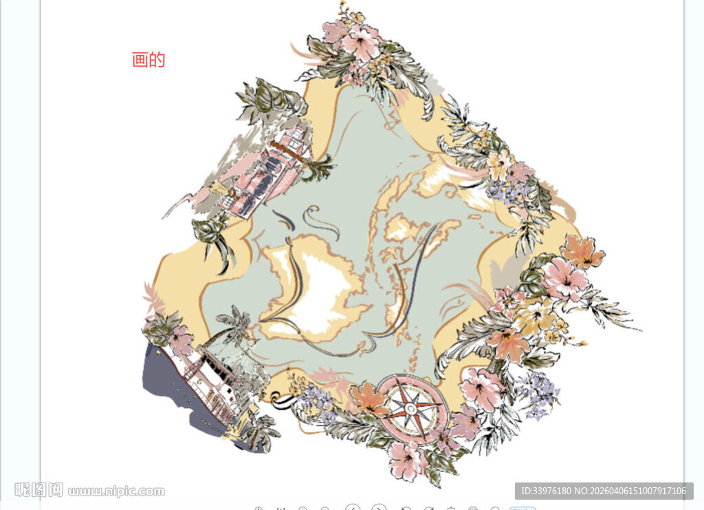 复古花卉手绘花