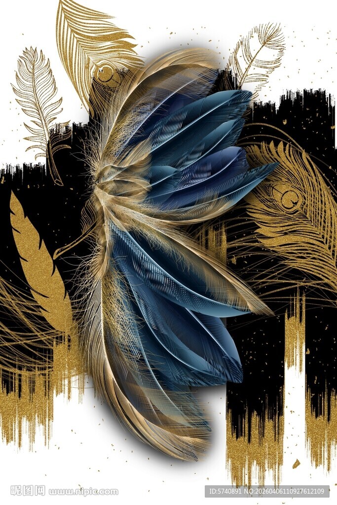 轻奢羽毛艺术画