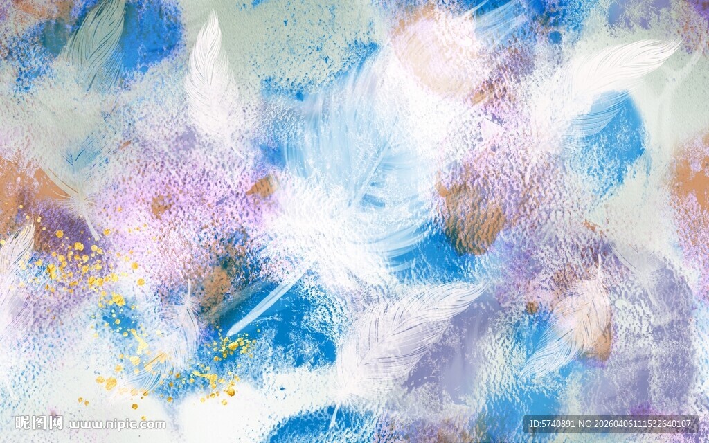 轻奢羽毛抽象画