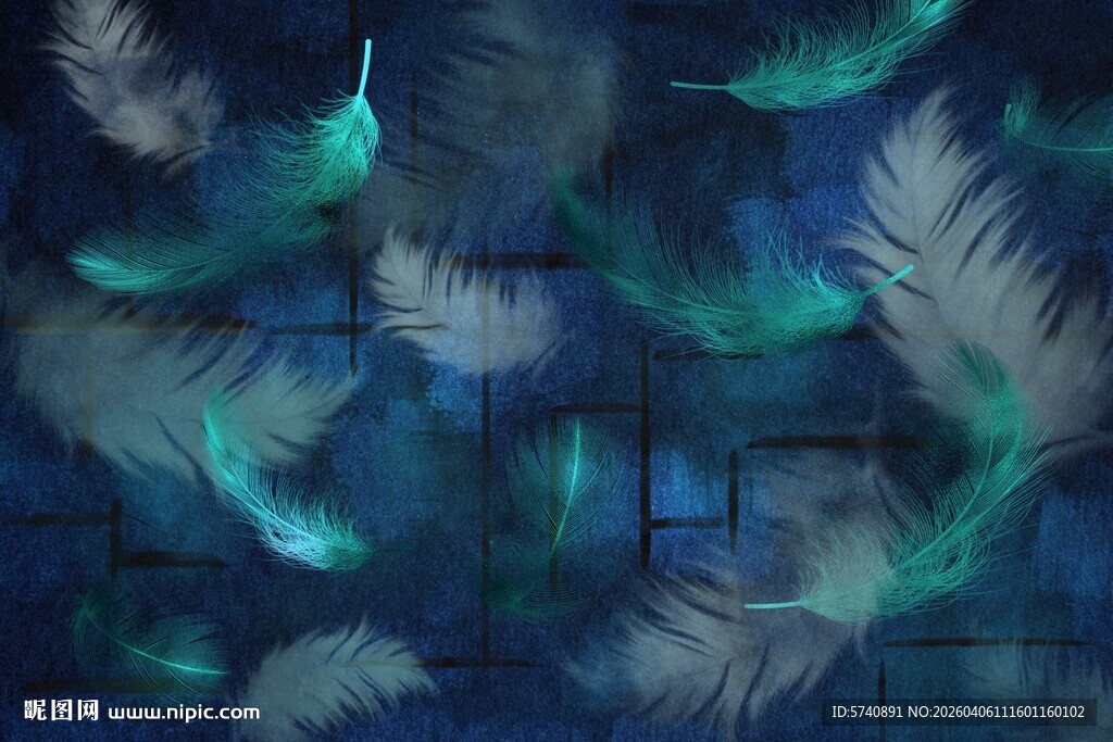 轻奢羽毛背景画