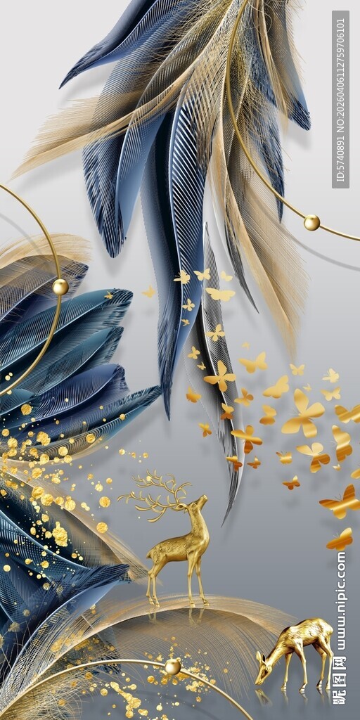 抽象羽毛艺术玄关