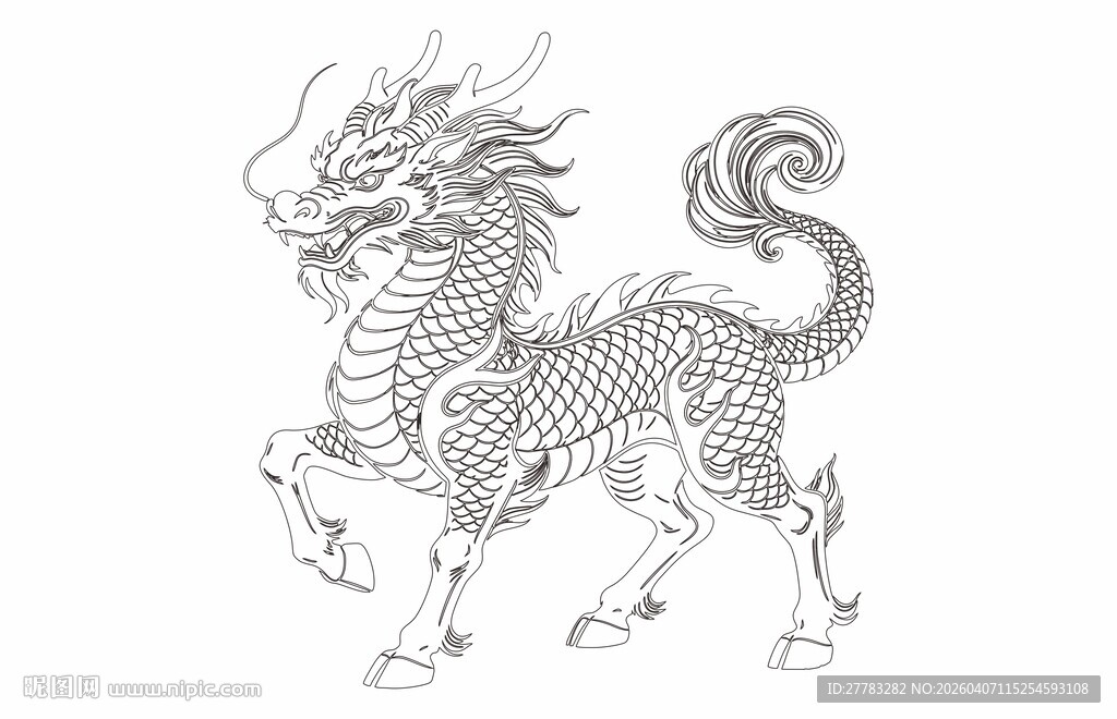 麒麟线稿图