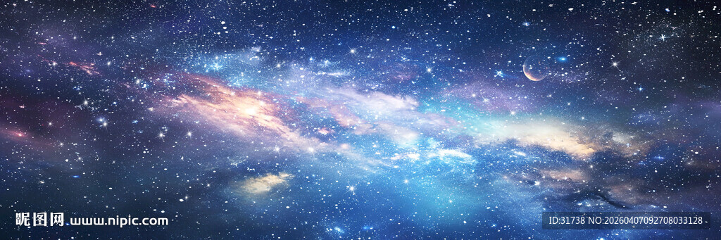 巨幅蓝色宇宙星空