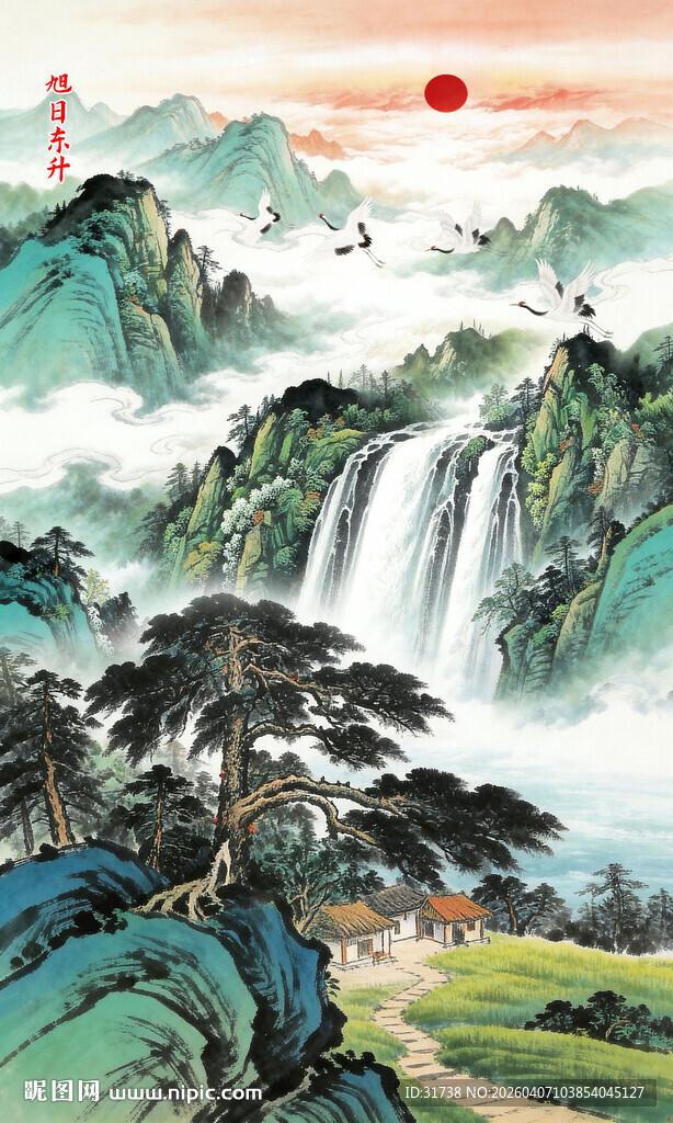 山水国画玄关画