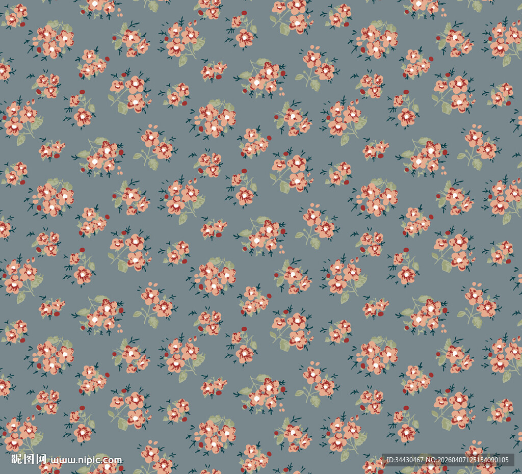 蓝底碎花图案纹理