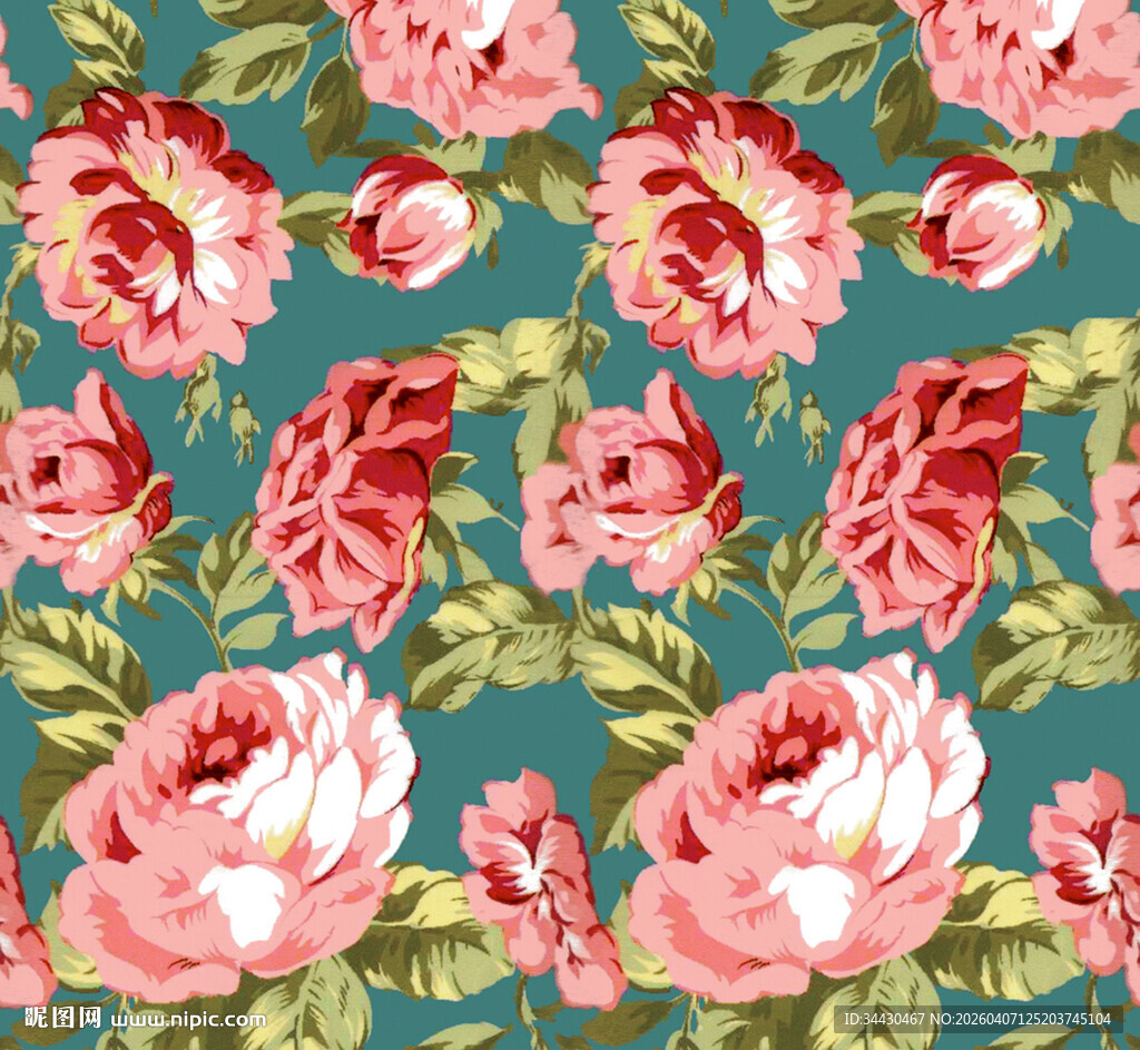 绿色底花卉图案设计