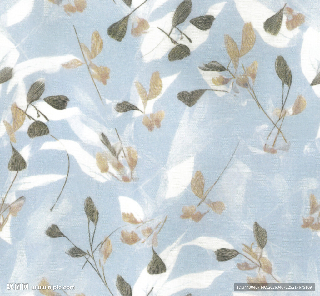 浅蓝色枝叶图案背景