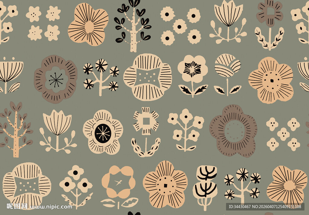 复古风花卉图案背景设计