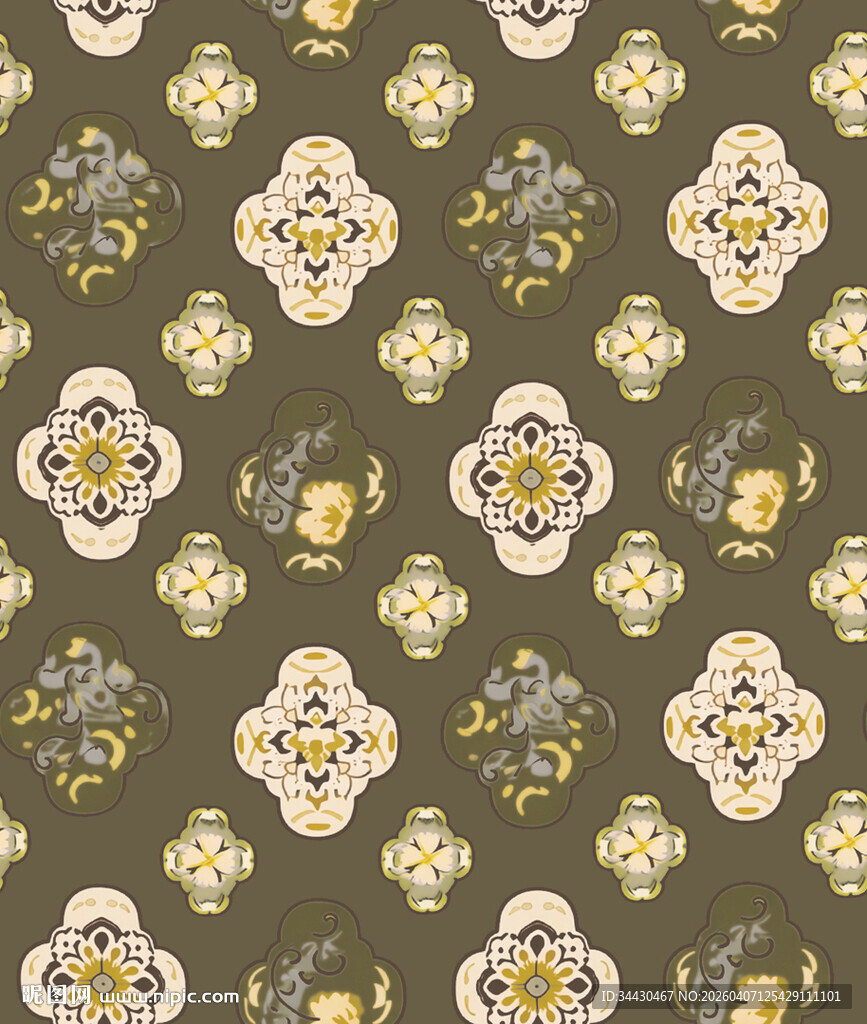 复古花卉图案背景纹理