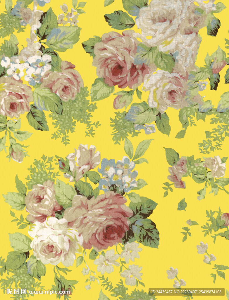 黄色花卉图案布料