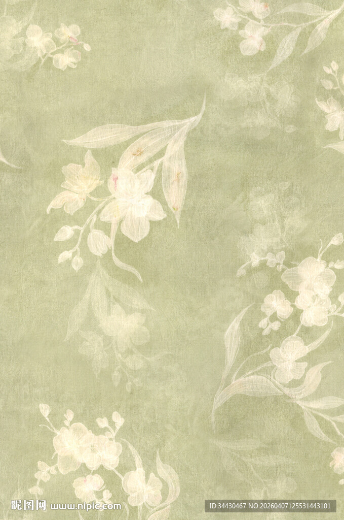 淡绿色花卉纹理背景图
