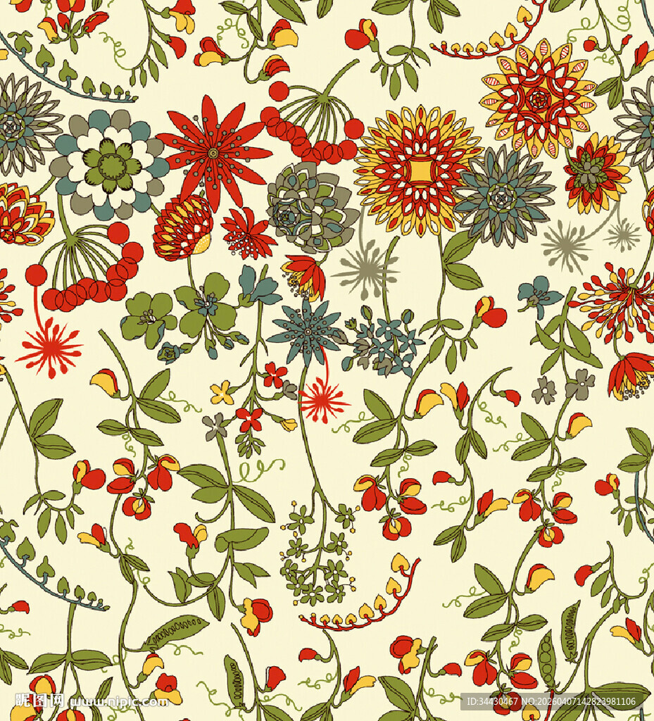 花卉图案背景清新自然风