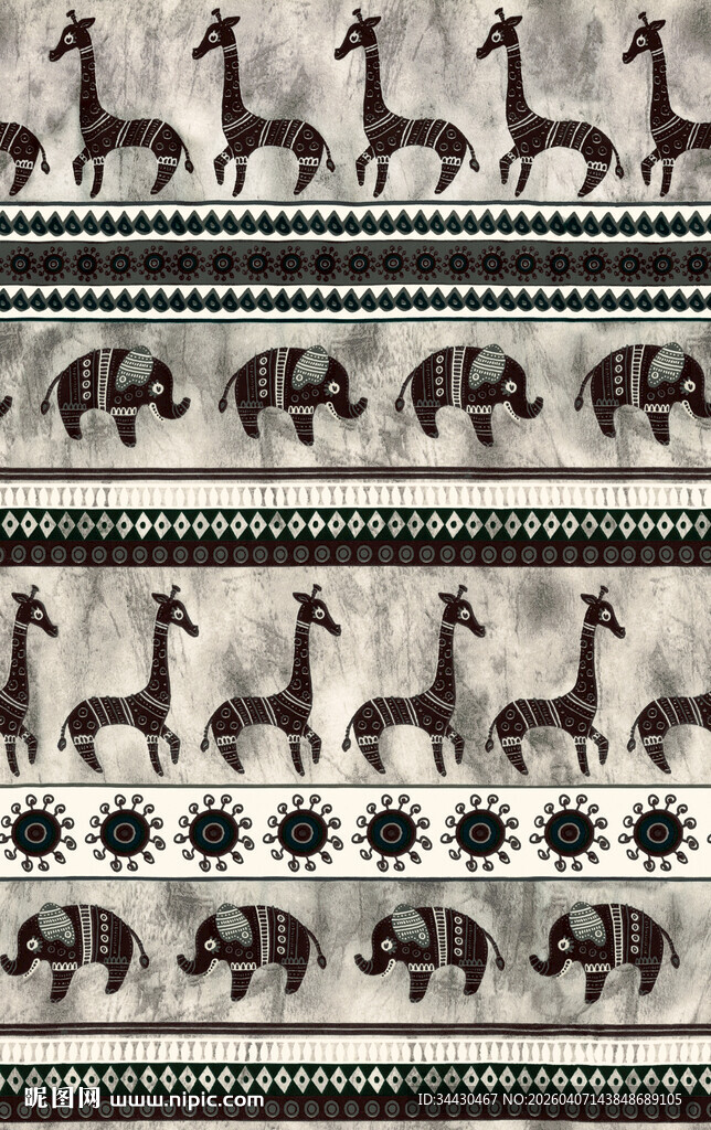 动物图案的条纹织物