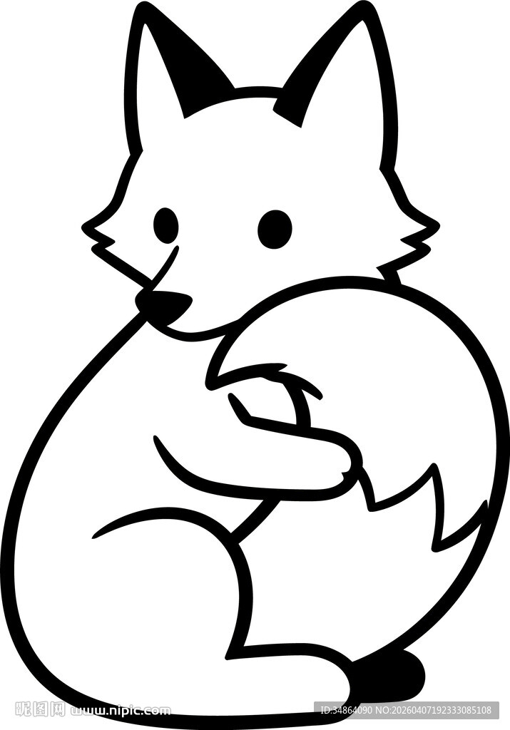 蜷坐的可爱小狐狸