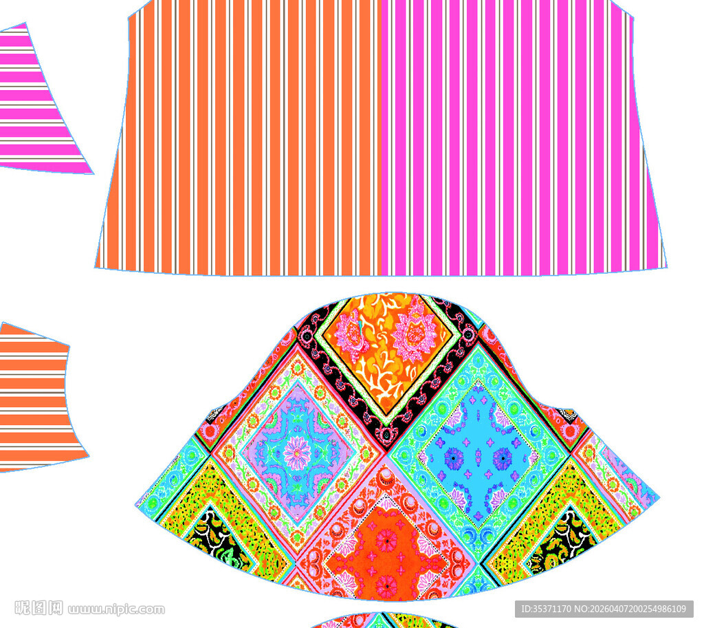多彩条纹与几何图案服饰
