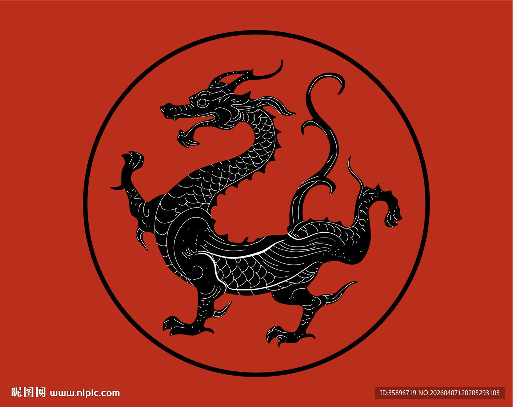 中式黑龙图腾图案