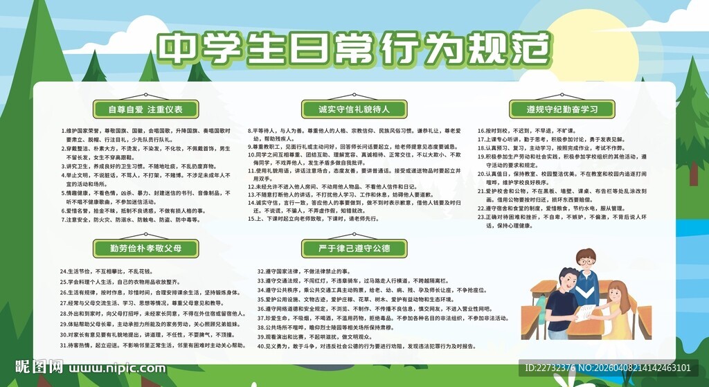 中学生日常行为规范展板