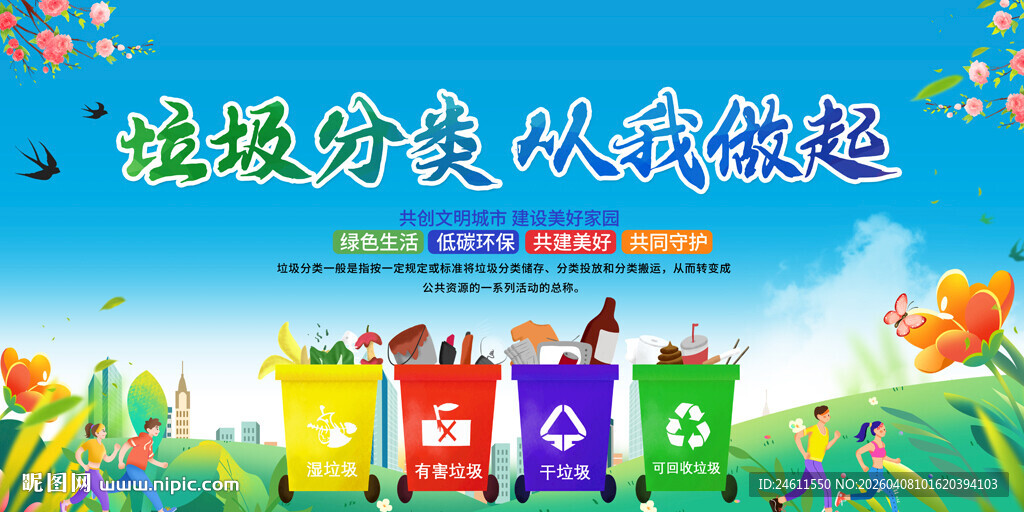 垃圾分类标语展板背景