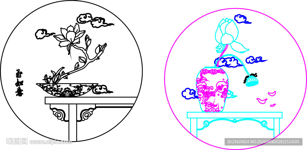玉兰  矢量图 线条