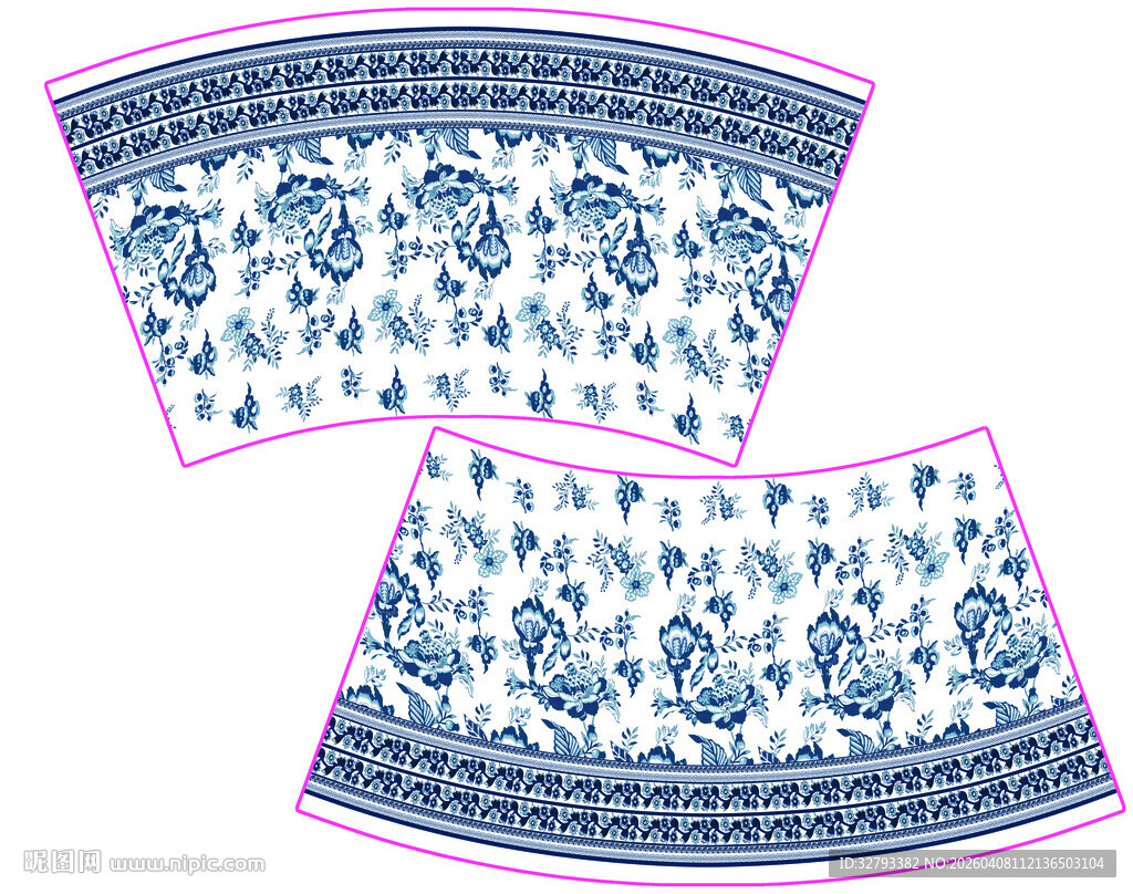 蓝白花纹图案装饰布料