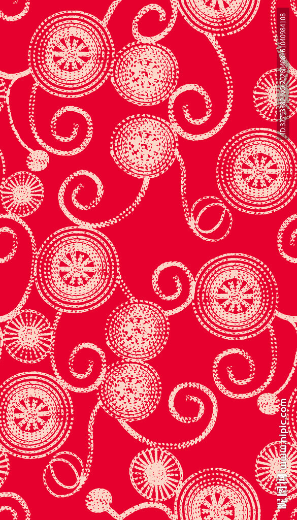 红色花卉螺旋纹图案背景