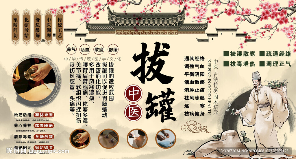 拔罐背景墙