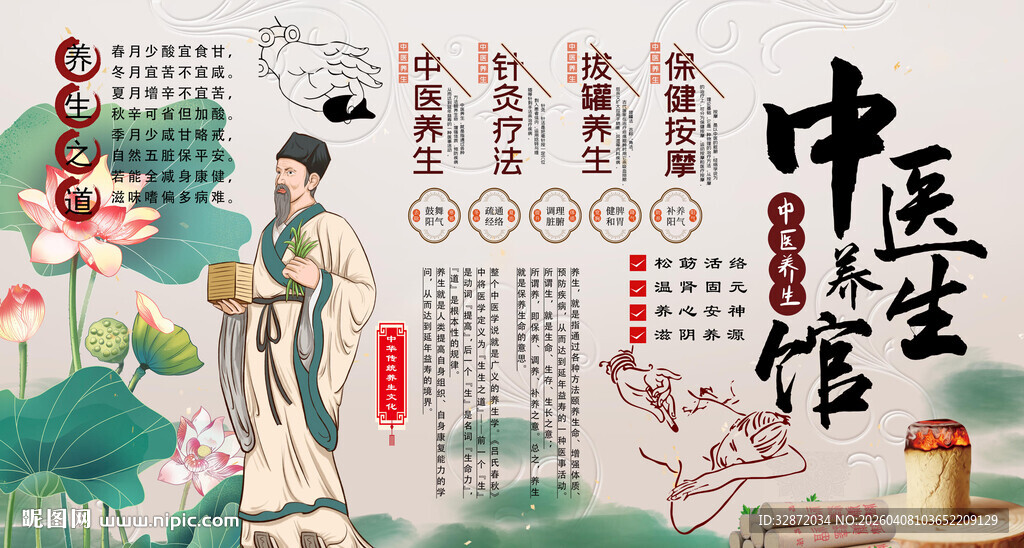 中医养生馆背景墙