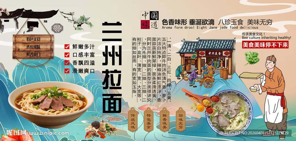 兰州拉面背景墙