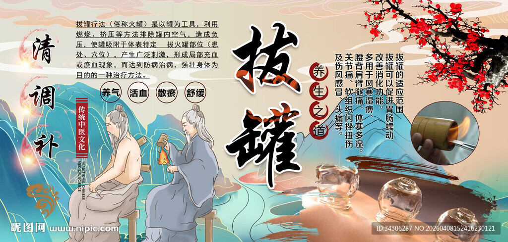 拔罐背景墙