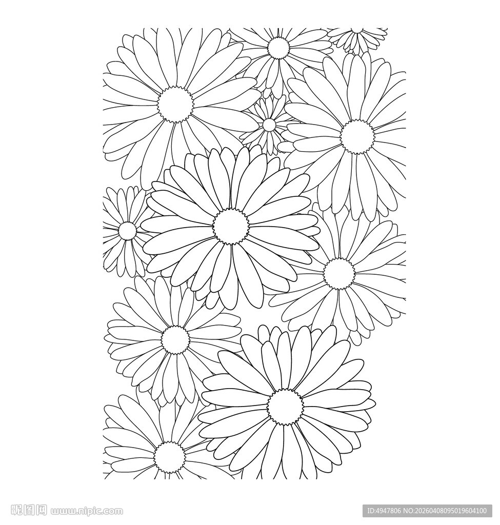 花卉线条图案 矢量图