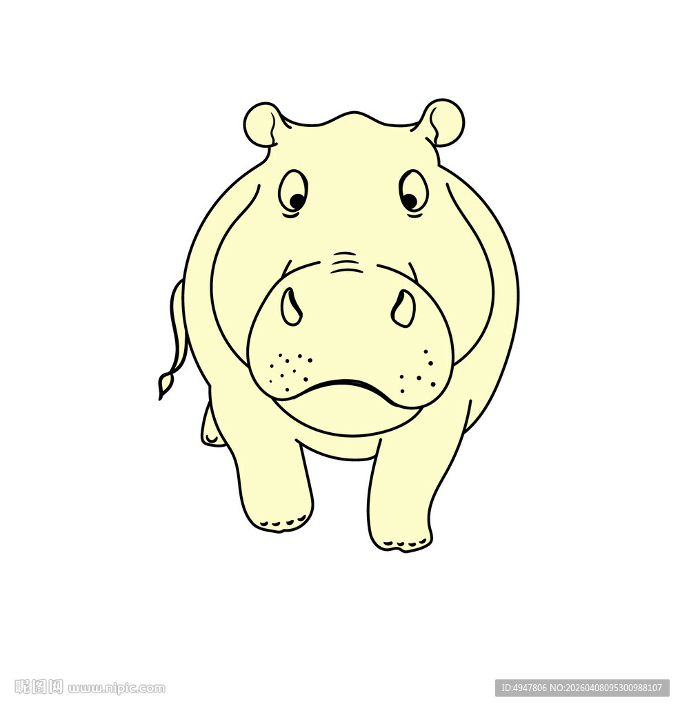 卡通河马形象 矢量图