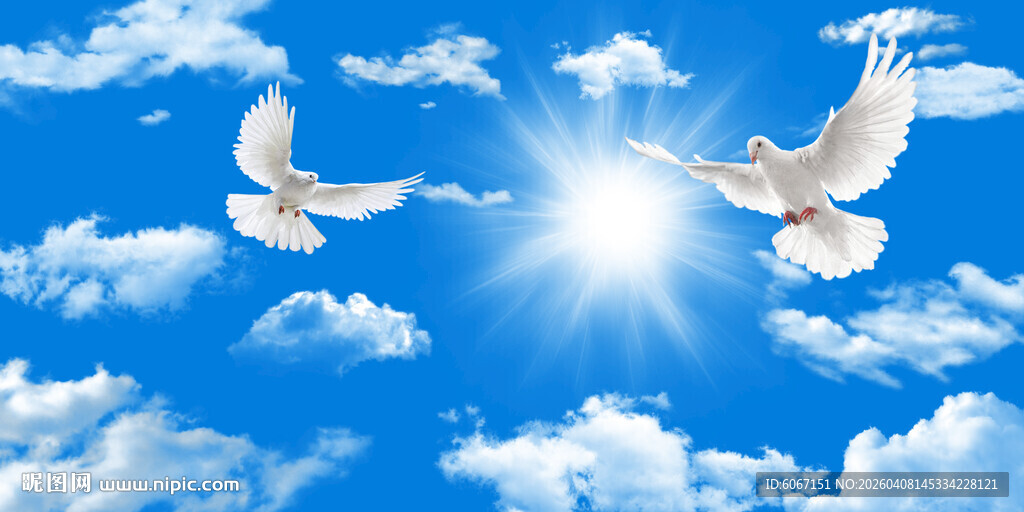 蓝天白云背景画