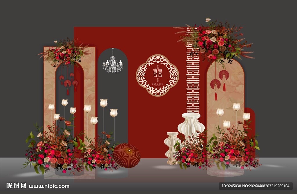 中式婚礼红色婚礼效果图