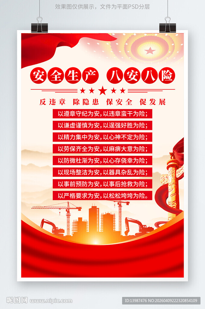 安全生产八安八险海报展板
