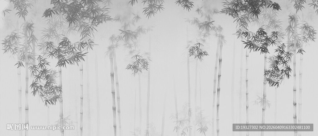 国画水墨竹子 竹影背景墙