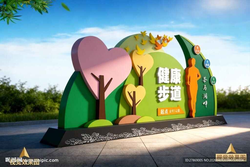 健康步行道户外跑步运动雕塑造型