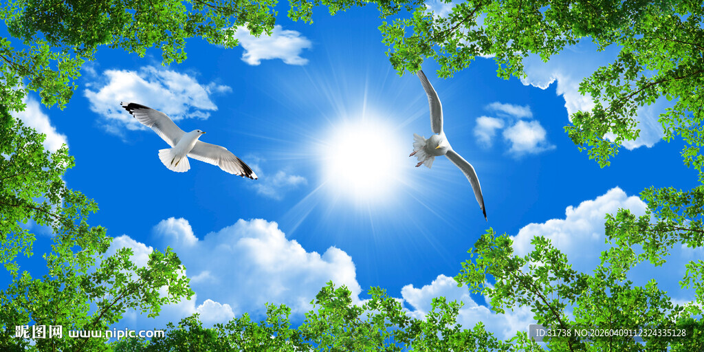 蓝天白云天顶画