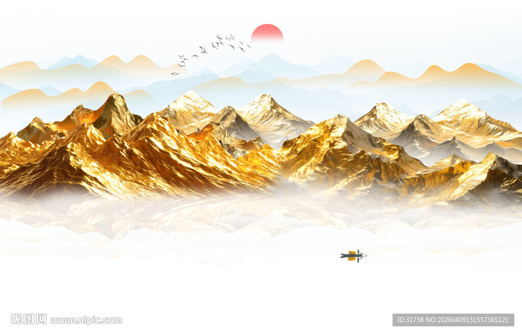 金山山水画背景墙