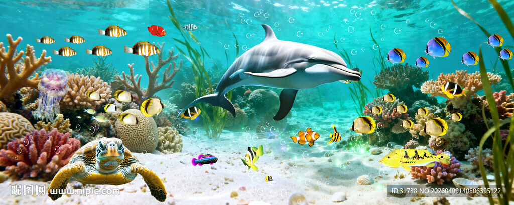 海底世界海底生物背景