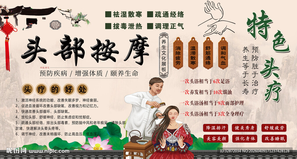 头部按摩背景墙