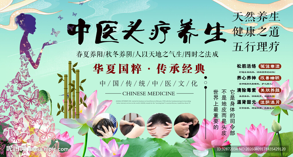 中医头疗背景墙