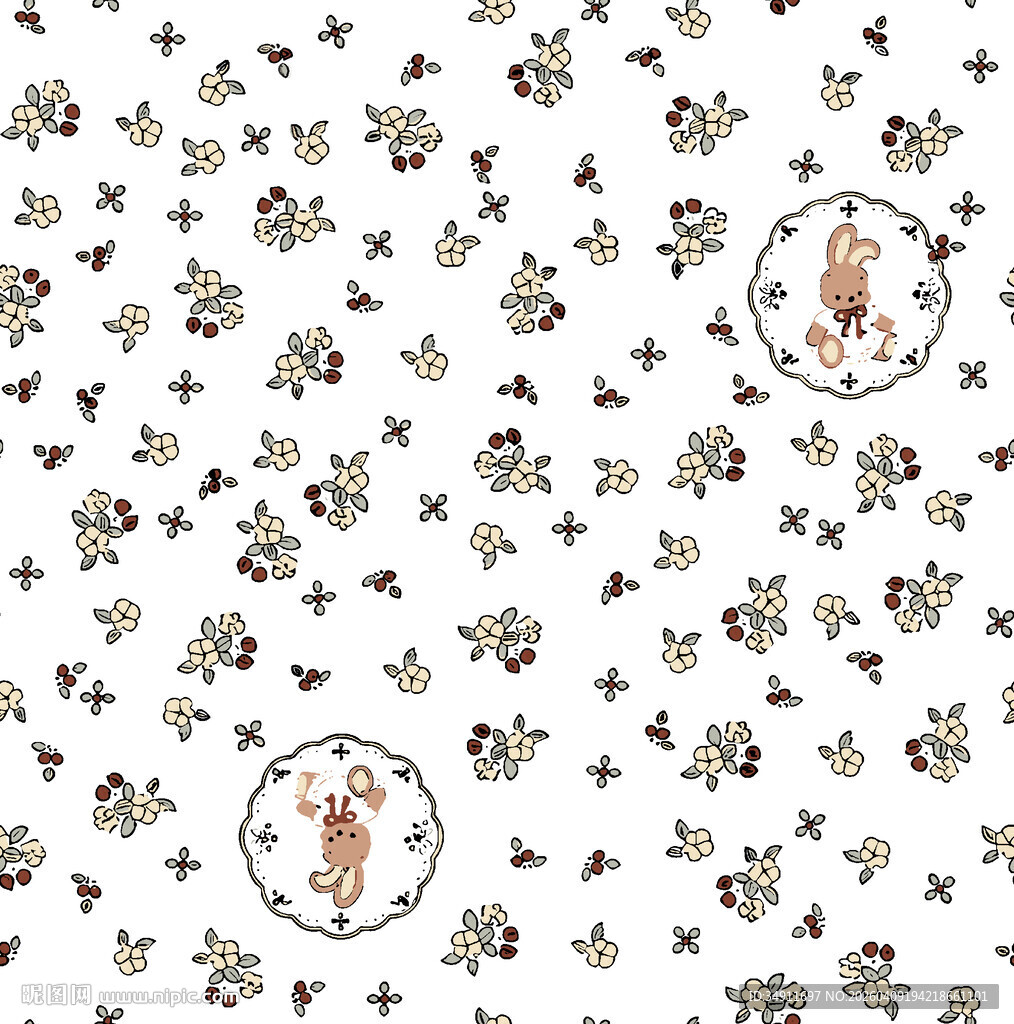 花卉小熊图案背景纹理