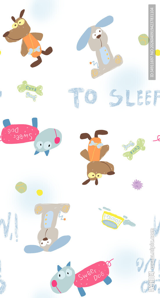 可爱动物睡眠主题插画