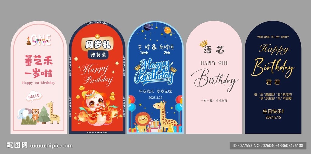 生日派对主题装饰活动展板  