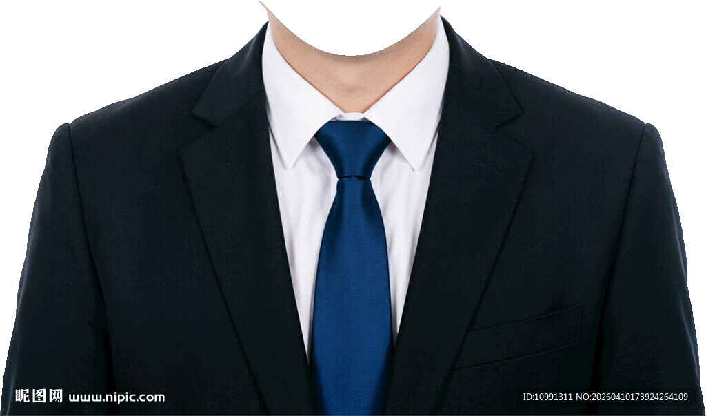  男蓝领带西装正装证件照衣服