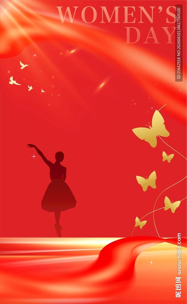 妇女节优雅女性剪影画面