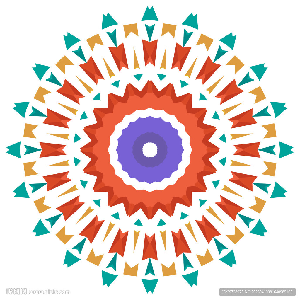 多彩几何圆形曼陀罗图案