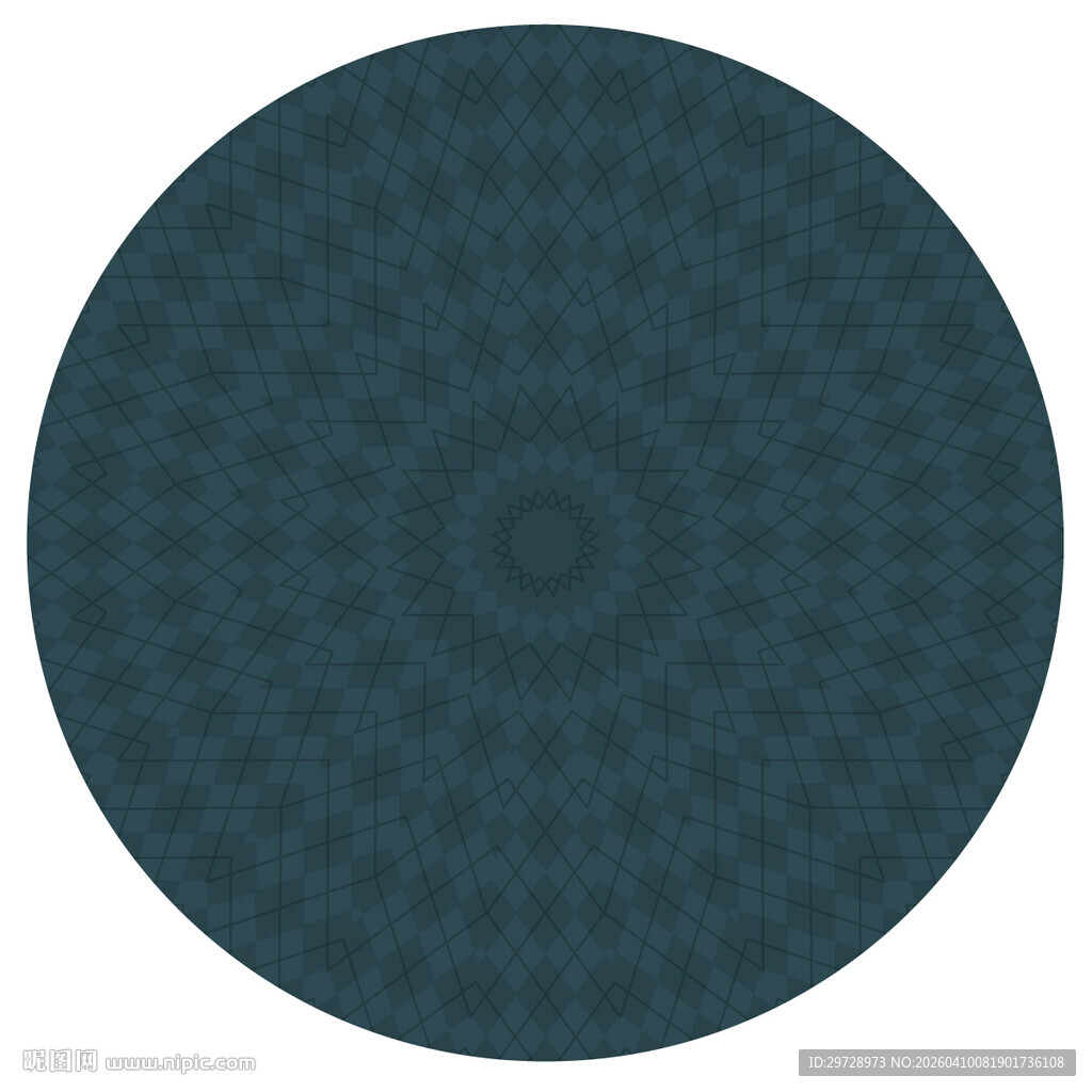圆形墨绿色几何装饰图案